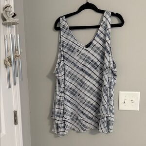Lane Bryant Black and White Plaid Tank Top